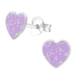 hjärta ljuslila örhängen i silver - Little Ones