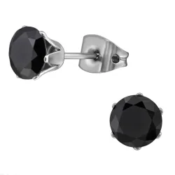 6 mm sort zirkon örhängestift i titan