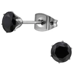 5 mm svarta zirkon örhängestift i titan - Little Ones
