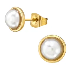 8 mm pärla örhängestift i förgyllt stål