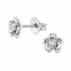 blommor lab grown diamant örhängestift i silver med lab grown diamant 