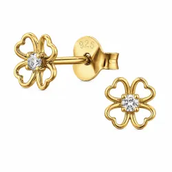 blommor örhängestift i förgyllt silver med lab grown diamant 