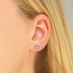 blommor örhängestift i rhodinerat silver med lab grown diamant 