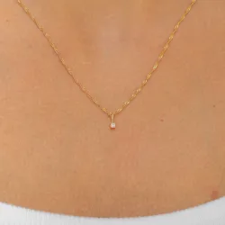 lab grown diamant hängen med halskedja i 925 carat förgyllt silver 0,035 ct