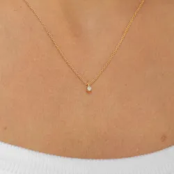 lab grown diamant hängen med halskedja i 925 carat förgyllt silver 0,062 ct