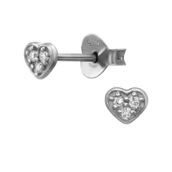 hjärta örhängestift i rhodinerat silver med lab grown diamant 