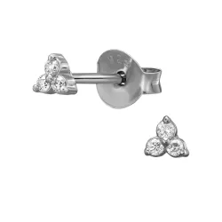 trekantigt lab grown diamant örhängestift i silver med lab grown diamant 