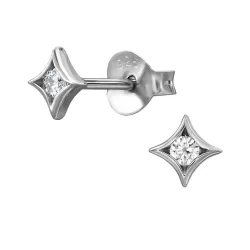 örhängestift i rhodinerat silver med lab grown diamant 