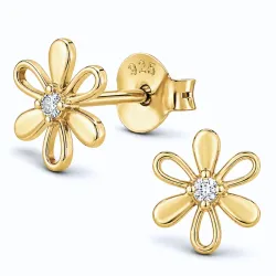 blommor örhängen i förgyllt silver med lab grown diamant 
