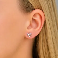 blommor örhängen i rhodinerat silver med lab grown diamant 