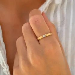 lab grown diamant solitärring i förgyllt silver