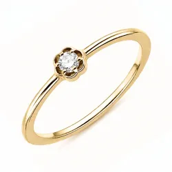 blommor lab grown diamant ring i förgyllt silver