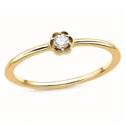 blommor lab grown diamant ring i förgyllt silver
