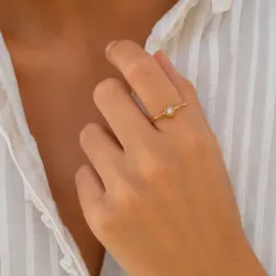 blommor lab grown diamant ring i förgyllt silver