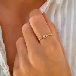 lab grown diamant solitärring i förgyllt silver
