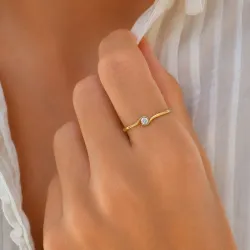 lab grown diamant solitärring i förgyllt silver