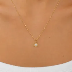 45 cm halsband med hängen i förgyllt silver 0,035 ct