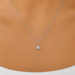 45 cm halsband med hängen i silver 0,035 ct