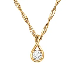 45 cm halsband med hängen i förgyllt silver 0,062 ct
