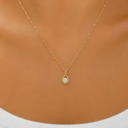 45 cm halsband med hängen i förgyllt silver 0,062 ct