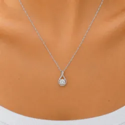 45 cm halsband med hängen i silver 0,062 ct
