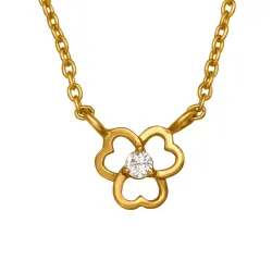 45 cm halsband med hängen i förgyllt silver 0,035 ct