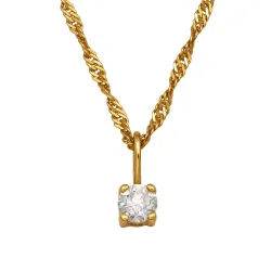 45 cm halsband med lab grown diamant hängen i förgyllt silver 0,11 ct
