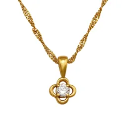 45 cm halsband med lab grown diamant hängen i förgyllt silver 0,062 ct
