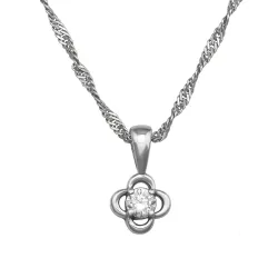 45 cm halsband med hängen i silver 0,062  ct