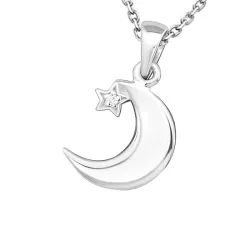 måne och stjärna halsband i silver med hängen i silver - Little Ones