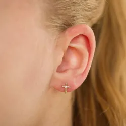 kors örhängestift i 9 karat guld med zirkon