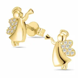 ängel zirkon örhängestift i 9 karat guld med zirkon - Gold Collection