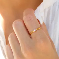 kristal ring i förgyllt silver