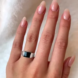 fyrkantigt onyx ring i silver