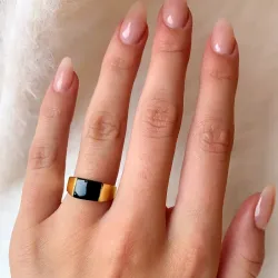 fyrkantigt onyx ring i förgyllt silver