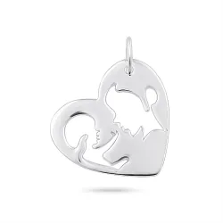hjärta mor och barn hängen i silver