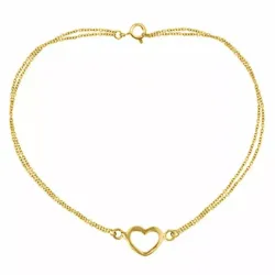 Fotlänk  i förgyllt silver med hjärthängen i förgyllt silver