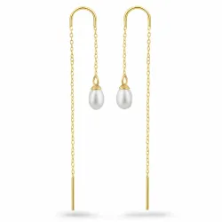 pärla kedja örhängen i förgyllt silver