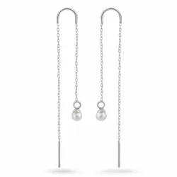 shell pärla kedja örhängen i silver