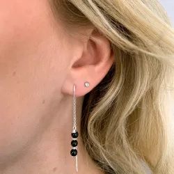 svarta onyxer kedja örhängen i silver - Loom Stones
