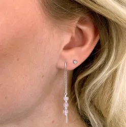 rosa kvarts kedja örhängen i silver - Loom Stones