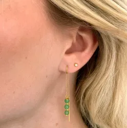 jadesten kedja örhängen i förgyllt silver - Loom Stones