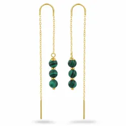 malakit kedja örhängen i förgyllt silver - Loom Stones