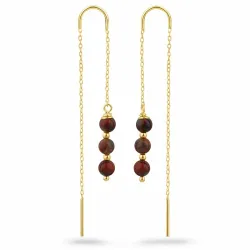 röda jasper kedja örhängen i förgyllt silver - Loom Stones