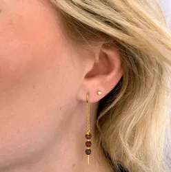 röda jasper kedja örhängen i förgyllt silver - Loom Stones