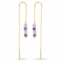 lavendelfärgat ametist kedja örhängen i förgyllt silver - Loom Stones