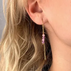 lavendelfärgat ametist kedja örhängen i förgyllt silver - Loom Stones