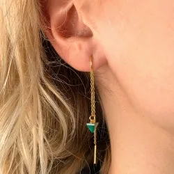 malakit kedja örhängen i förgyllt silver - Loom Stones