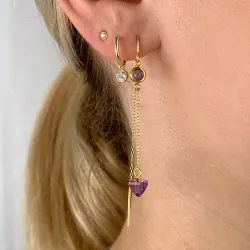ametist kedja örhängen i förgyllt silver - Loom Stones