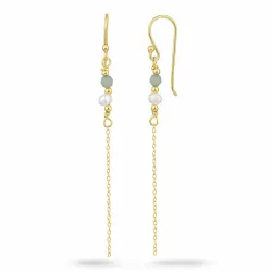 pärla kedja örhängen i förgyllt silver - Loom Stones